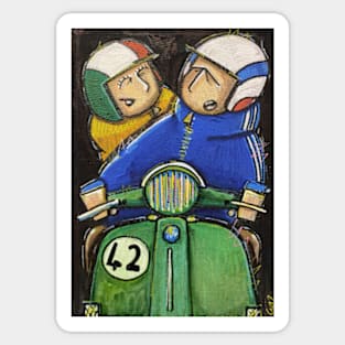 Retro Scooter, Classic Scooter, Scooterist, Scootering, Scooter Rider, Mod Art Sticker